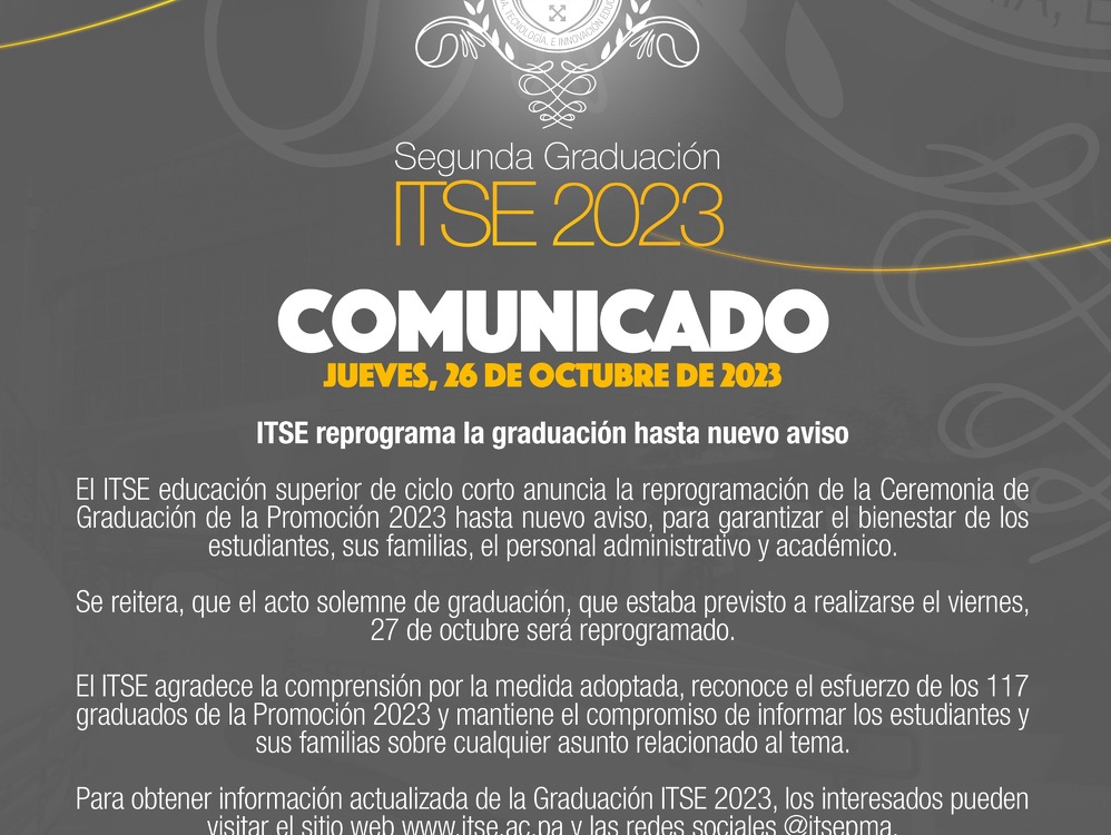 Imagen de portada ITSE reprograma la graduación hasta nuevo aviso   